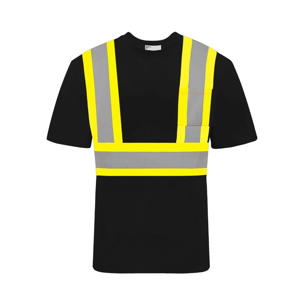 Ground Force Short Sleeve Cotton Traffic T-Shirt, 4″ Refl. Tape, Color: Black, Size: S