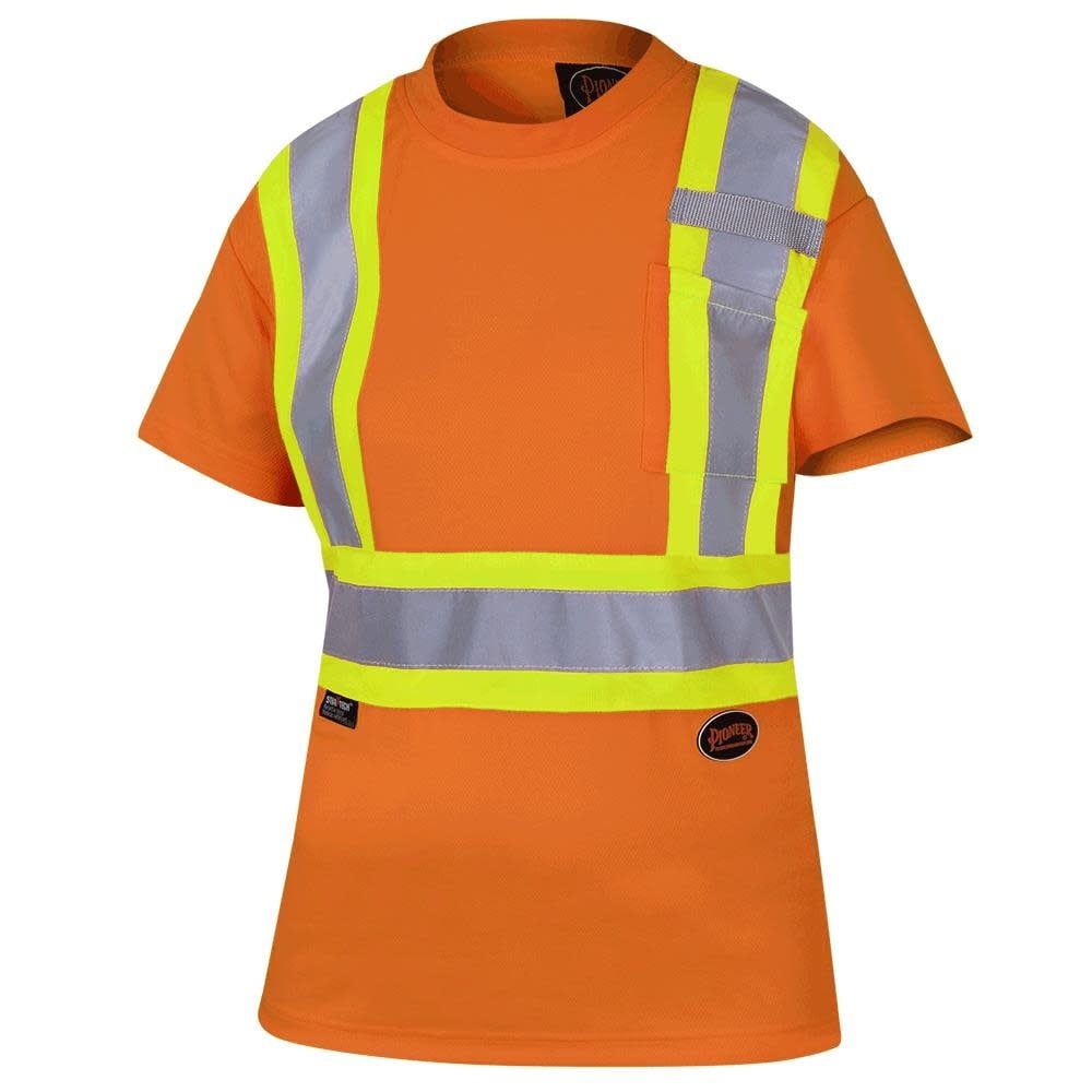 Pioneer Hi-Vis Birdseye Women's Safety T-shirt, Color: Orange, Size: XS