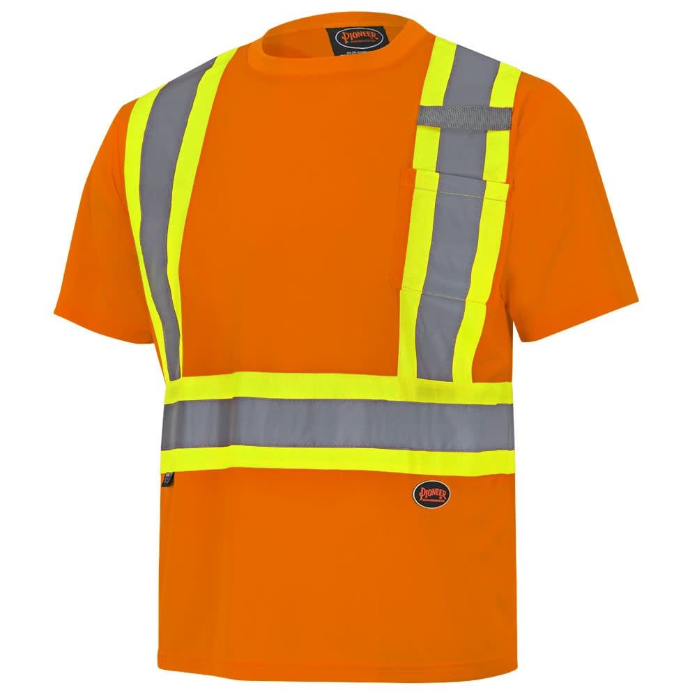 Pioneer Hi-Vis Birdseye Safety T-Shirt, Color: Orange, Size: XS