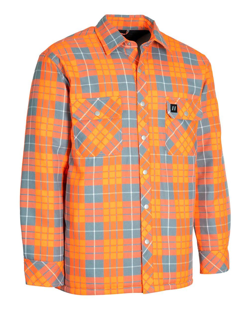 Forcefield Hi Vis Plaid Quilted Flannel Shirt Jacket , Color: Orange, Size: M