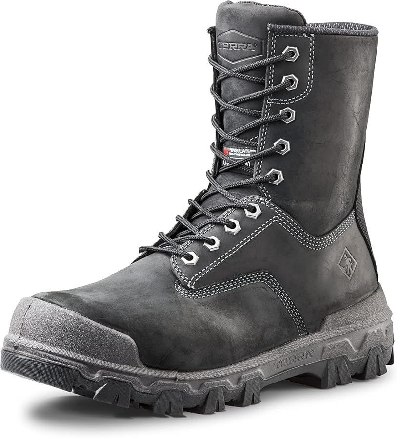 Terra Men's Sentry 2020 8" Nano Composite Toe Safety Work Boot, Color: Black, Size: 7