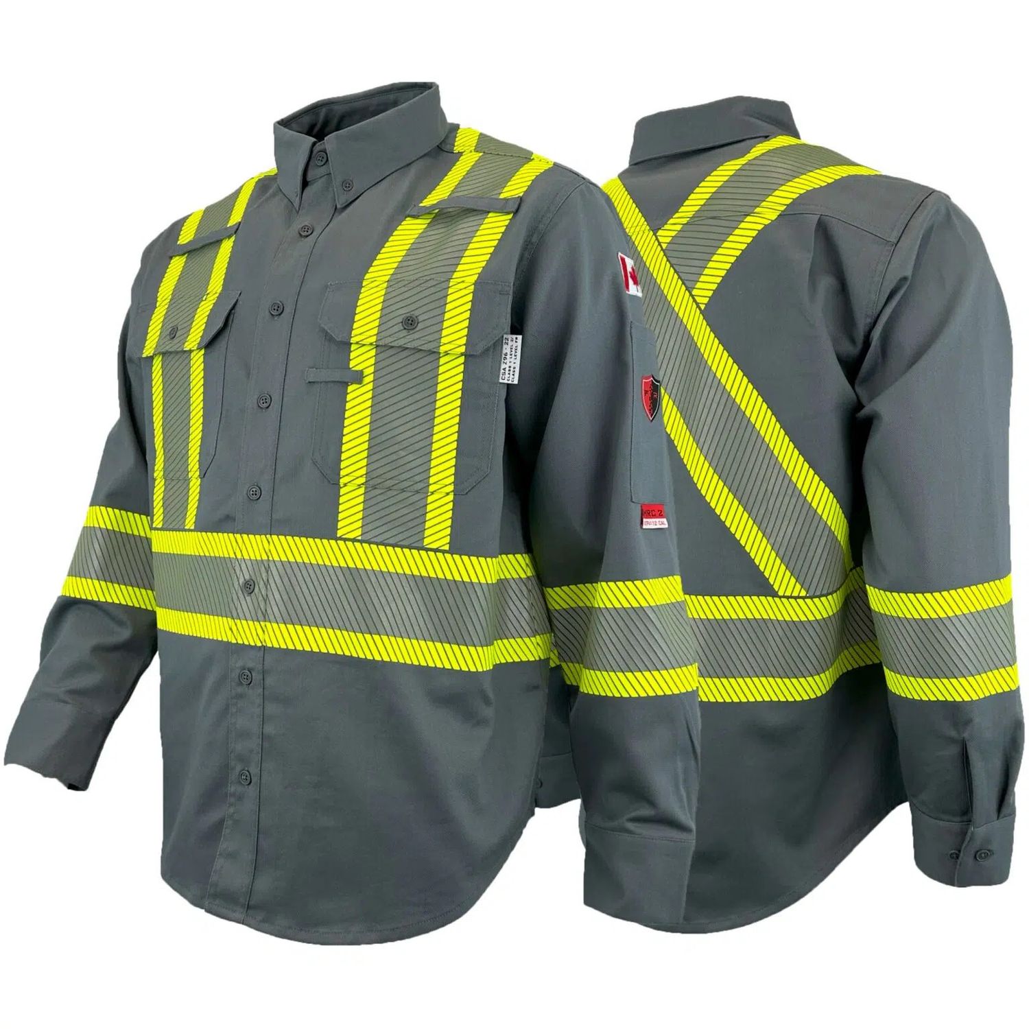 Atlas Guardian® FR/AR  Work Shirt (Button Down w/ 4" Strip ), Attribute 1: Grey, Attribute 2: M, Attribute 3: Regular