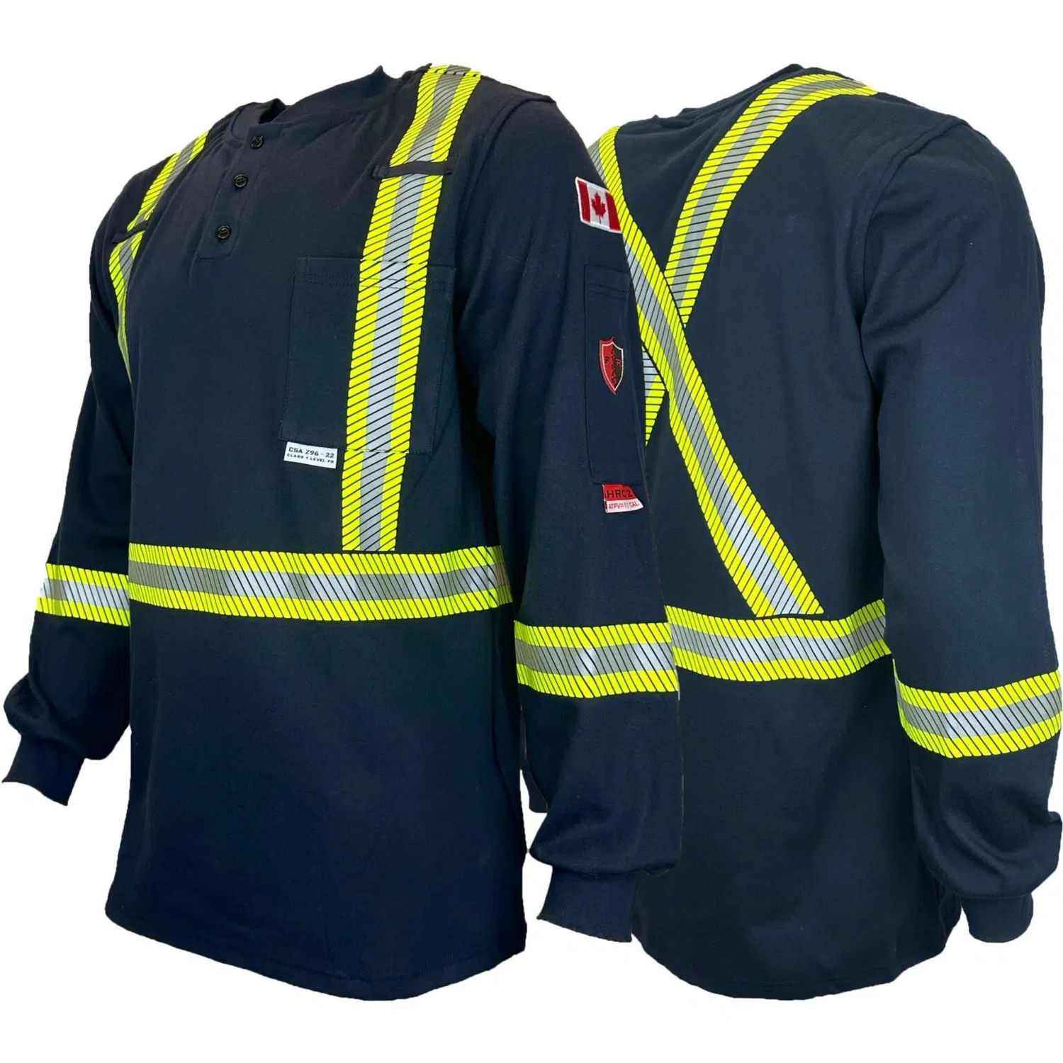 Atlas Guardian® FR/AR Henley Shirts ( 2" &amp; 4" Strip), Colour: Navy Blue (2"), Size: XS, Style: Tall