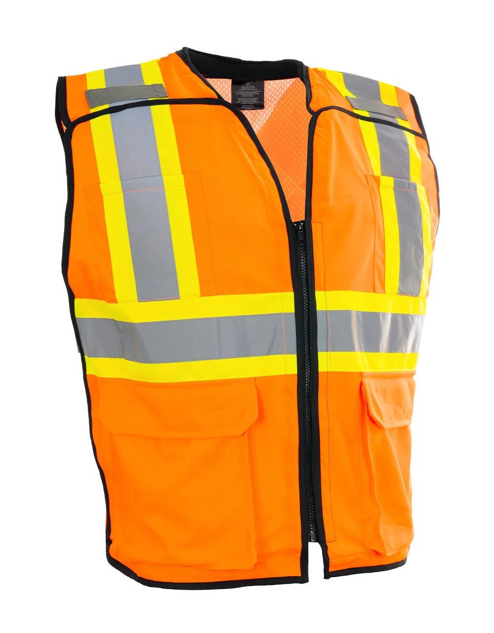 Forcefield Deluxe Zip-up Safety Vest 5 Point Tear-away, Color: Orange, Size: S/M
