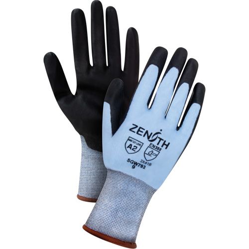 Zenith Ultimate Dexterity Cut-Resistant Gloves, 18 Gauge, Polyurethane Coated, HPPE Shell, ASTM ANSI Level A2/EN 388 Level B, Size: Small - 7