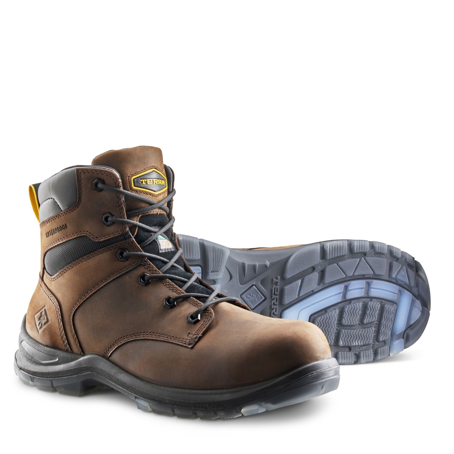Terra Men's Byrne 6" Waterproof Composite Toe Safety Work Boot, Color: Dark Brown, Size: 10.5