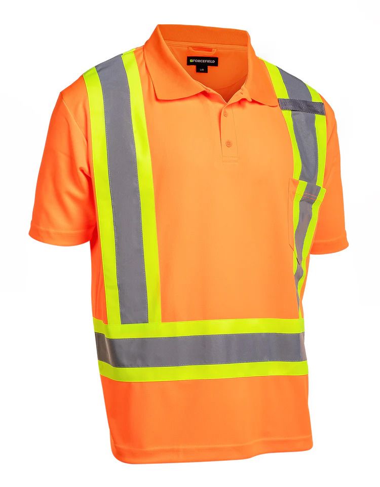 Forcefield Hi-Vis Ultra Soft Polo Tee, Color: Orange, Size: M