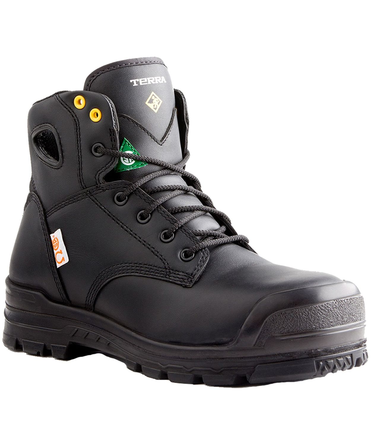 Terra Baron 6" Composite Toe, Composite Plate Leather Work Boots, Color: Black, Size: 7