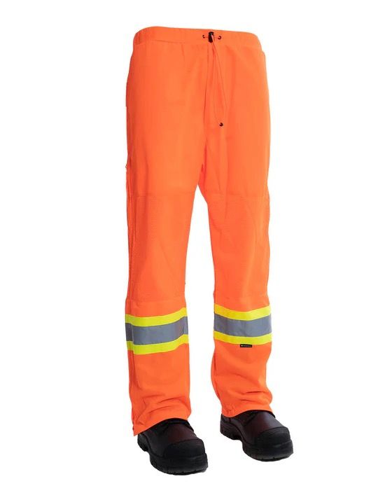 Forcefield Hi-Vis Safety Tricot Traffic Pants with Vented Legs and Elastic Waist, Color: Orange, Size: Small
