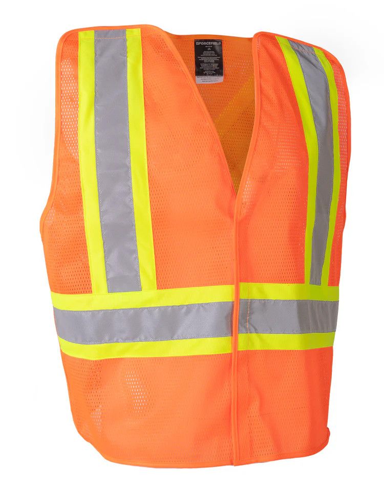Forcefield Lightweight Polyester Mesh Safety Vest with 5-Point Tear-Away, Color: Orange, Size: S/M