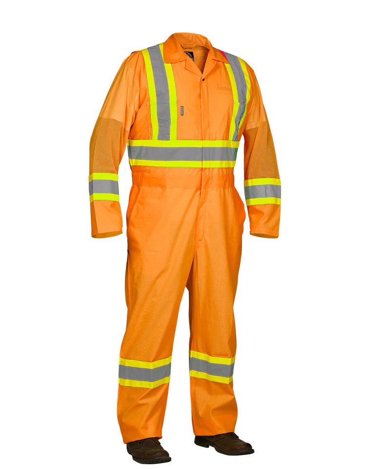 Forcefield Hi-Vis Safety Flagger's Coverall, Unlined, Color: Orange, Size: S