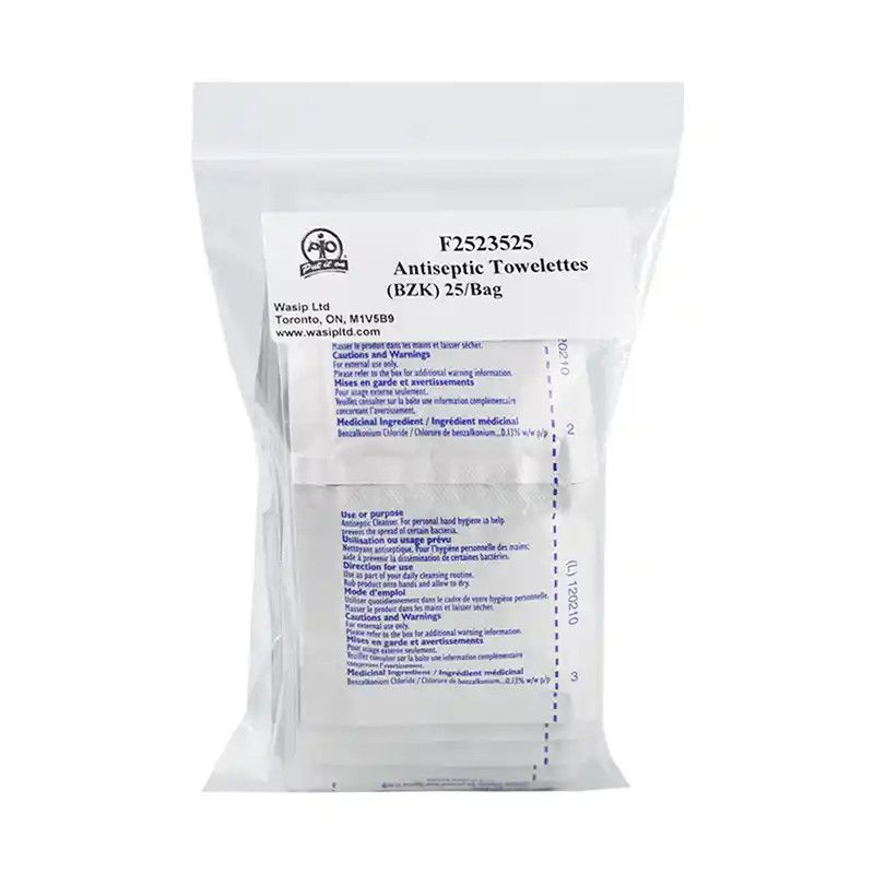 BZK Antiseptic Towelettes - 25/Bag