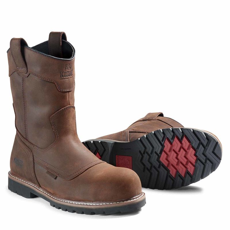 Kodiak McKinney Wellington Waterproof Composite Toe Pull-On Safety Work Boot, Color: Dark Brown, Size: 7.5