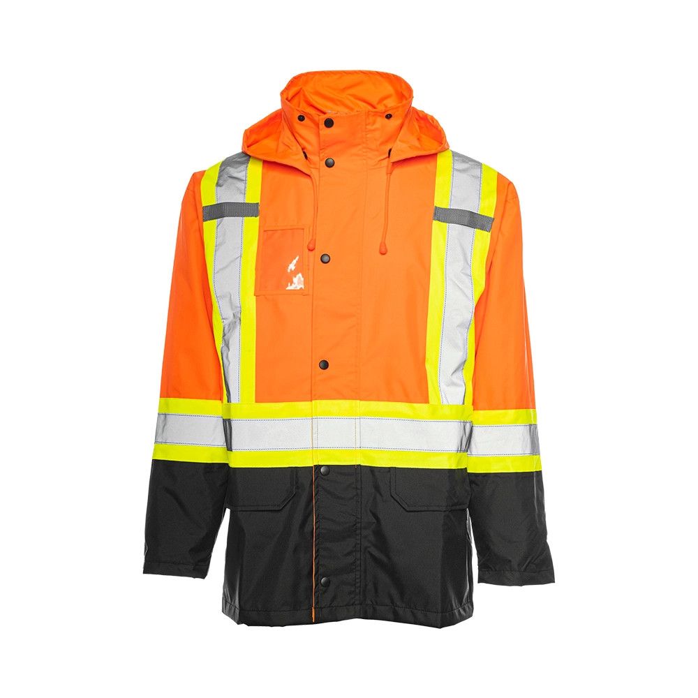 Ground Force Hi-Vis Rain Jacket, Color: Orange/Black, Size: S