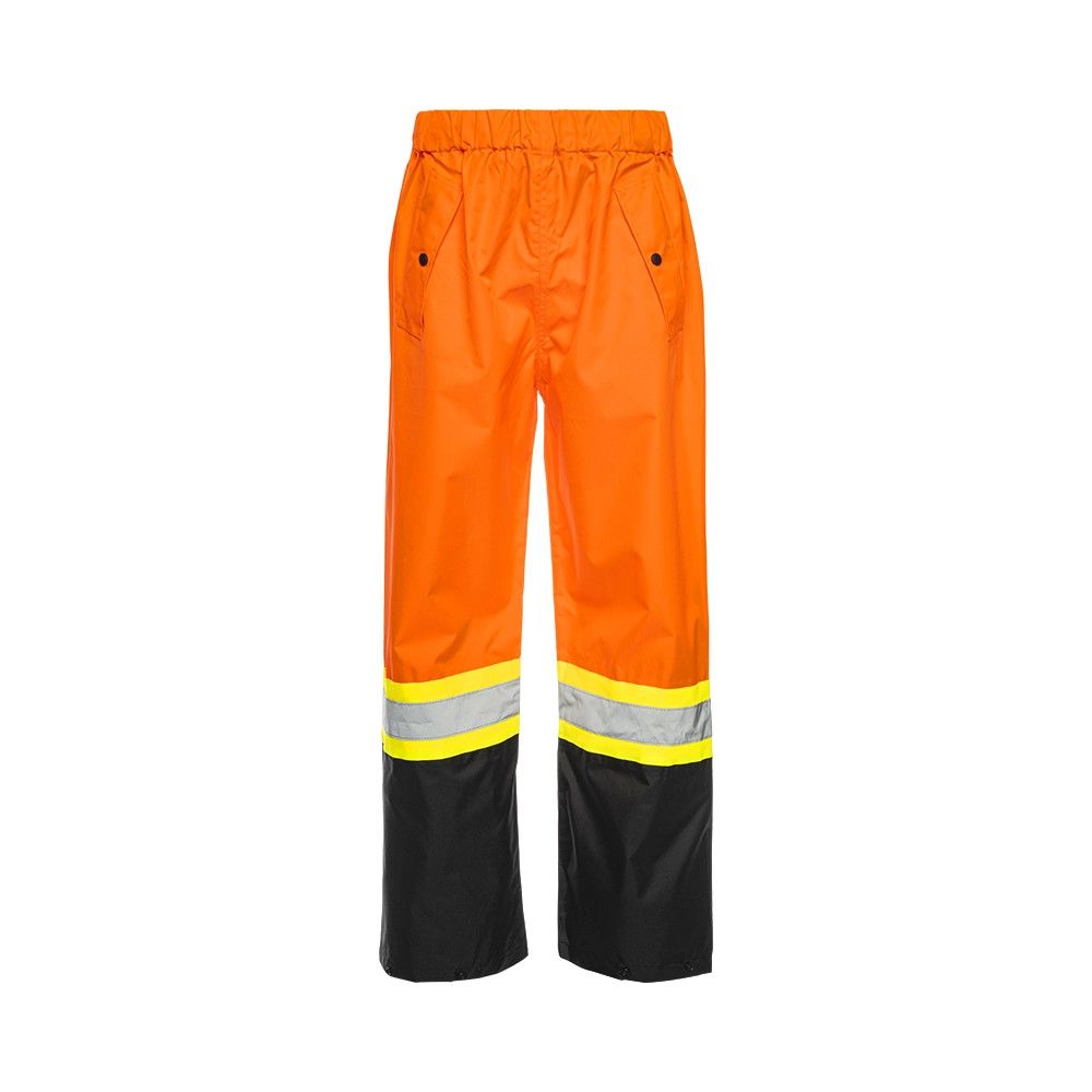 Ground Force Hi-Vis Rain Pants, Color: Orange/Black, Size: S