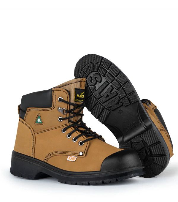 NAT'S 6'' Leather Work Boots, Color: Tan, Size: 7