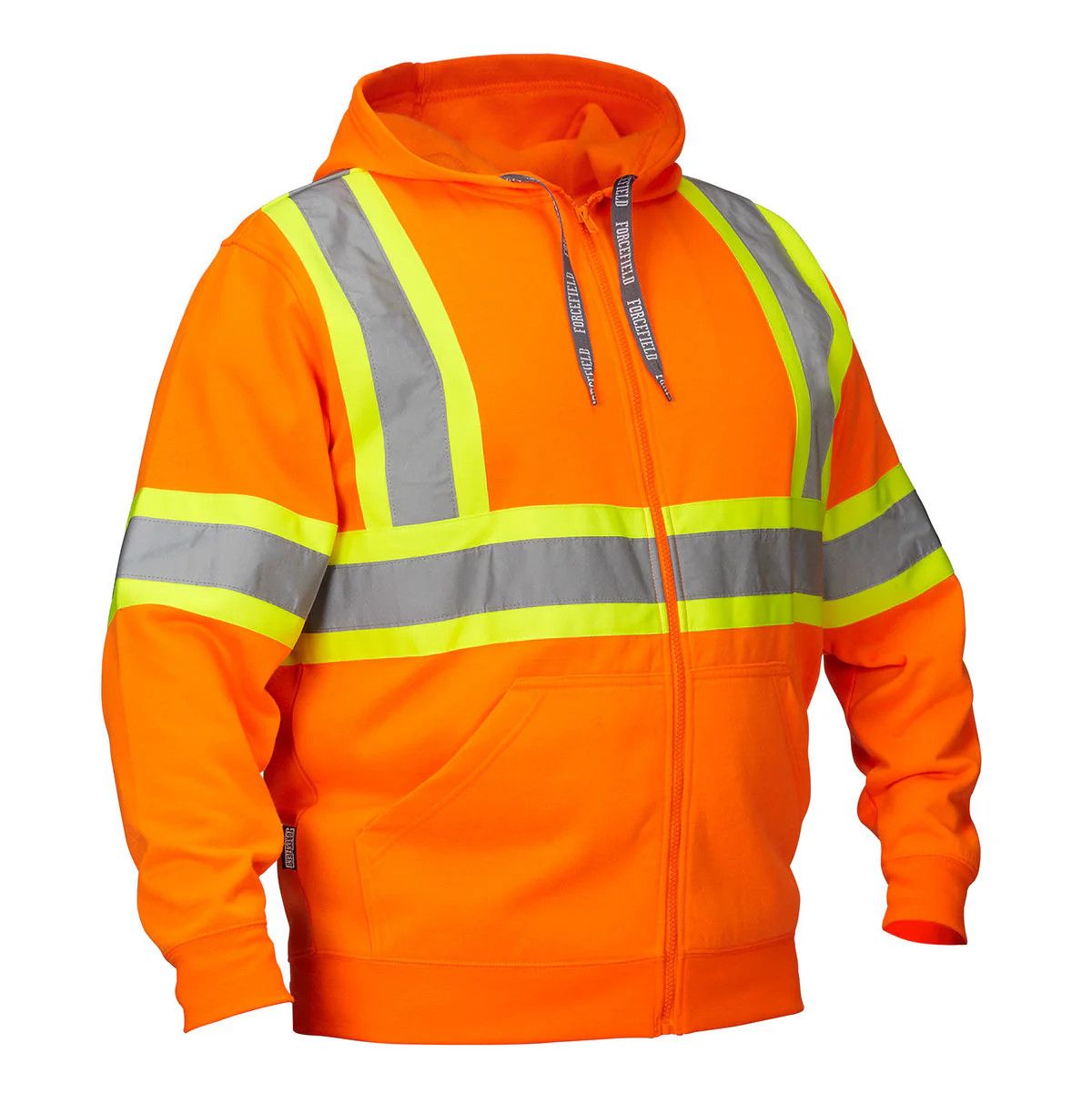 Forcefield Deluxe Hi Vis Safety Hoodie, Attached Hood, Color: Orange, Size: S