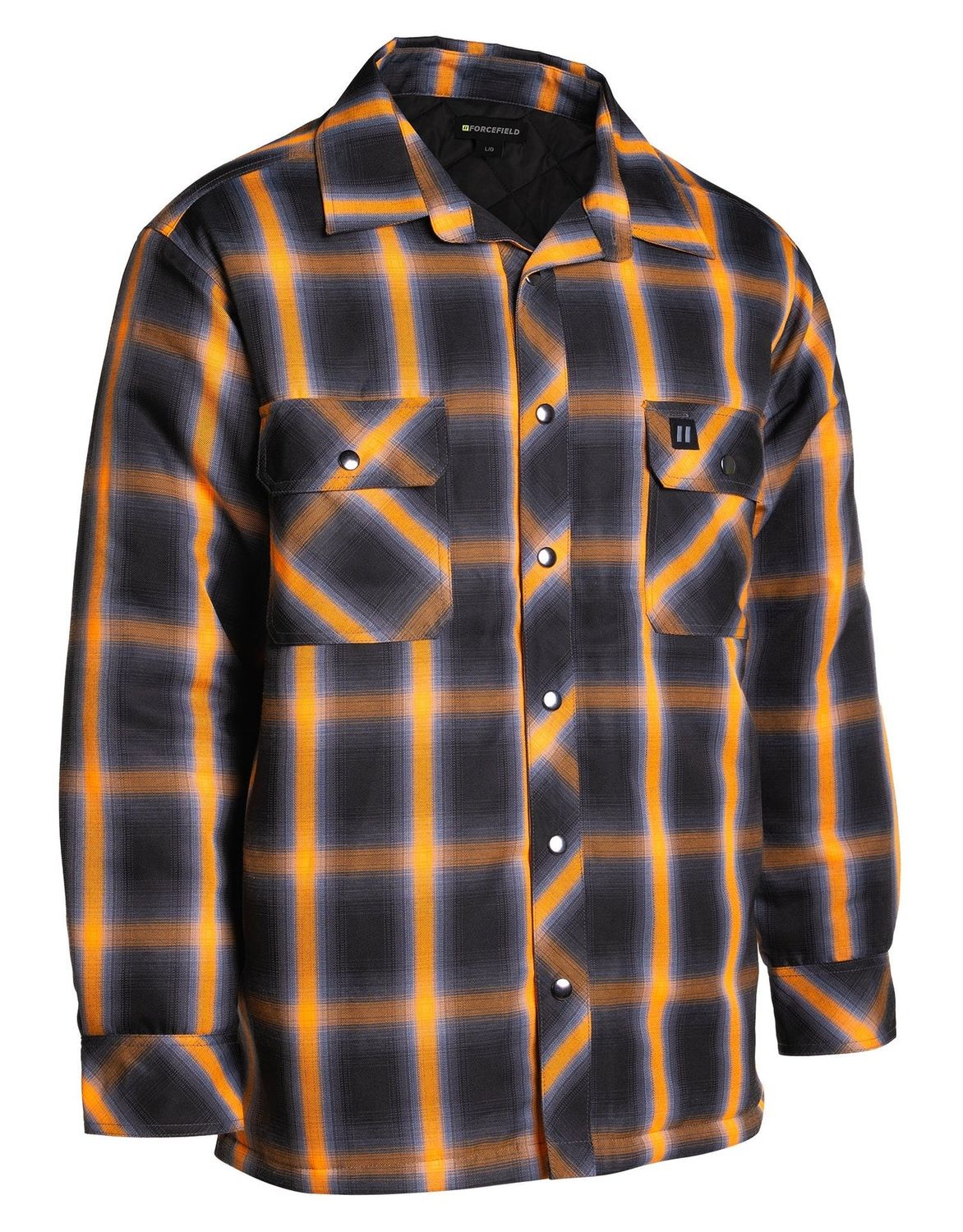 Forcefield Orange Ombre Plaid Quilt-lined Shirt Jacket, Color: Orange Ombre, Size: M