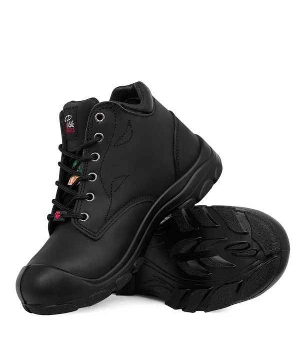 P&amp;F Women's 6" Leather Work Boots, Color: Black, Size: 5