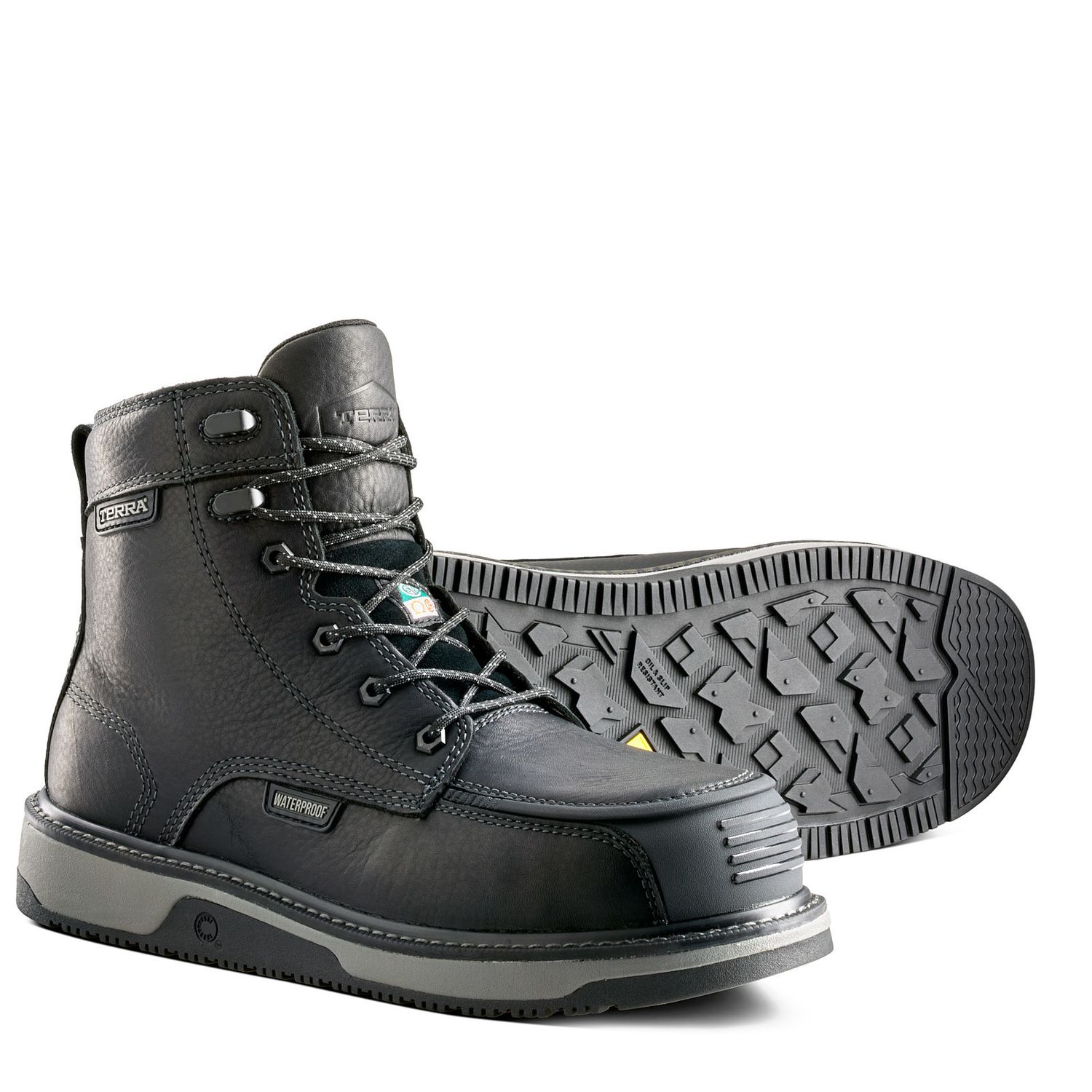 Terra Ironstone 6" Men's Waterproof Composite Toe Safety Work Boot, Color: Black, Size: 7