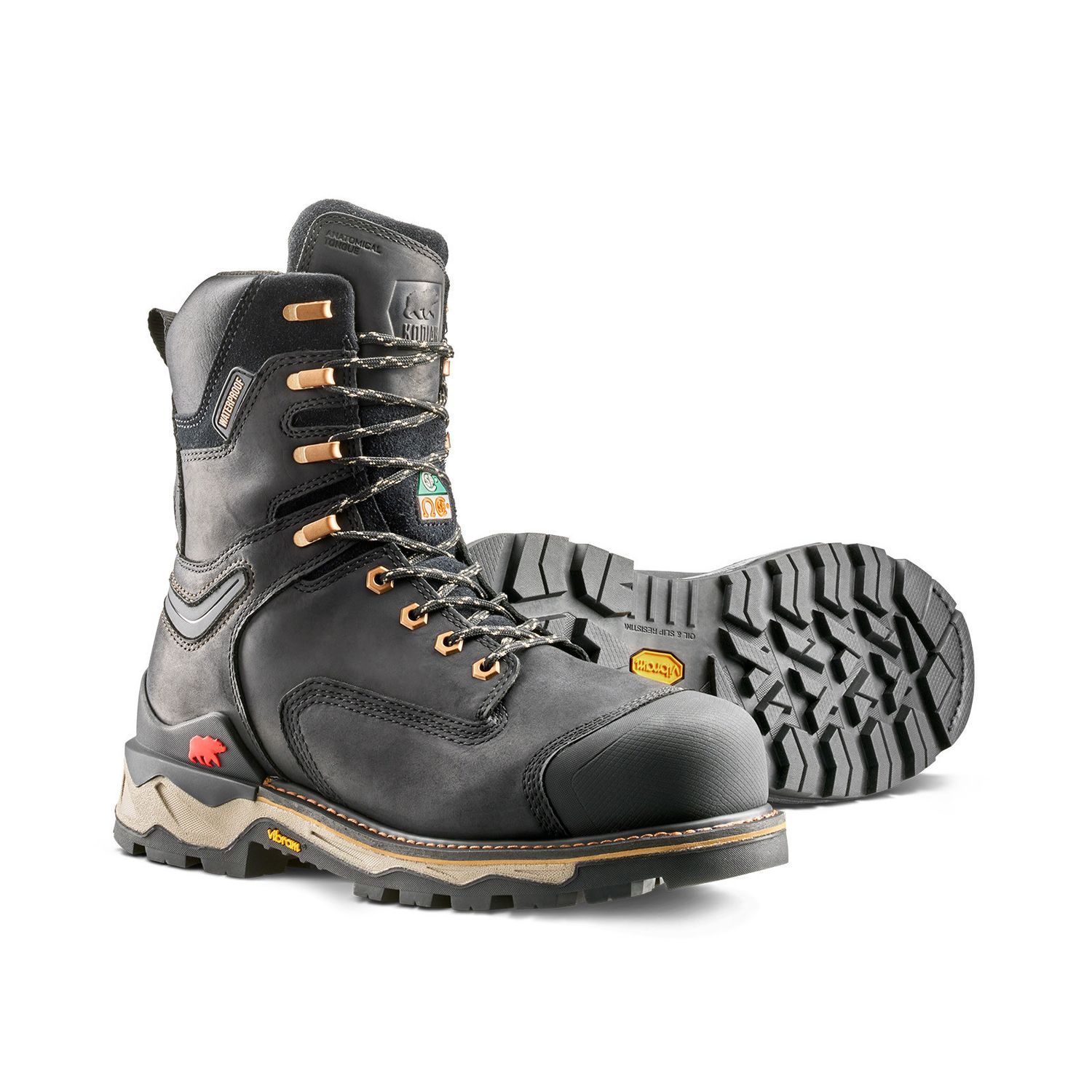 Kodiak Neragon 8" Men's Waterproof Composite Toe Safety Work Boot, Color: Black, Size: 7