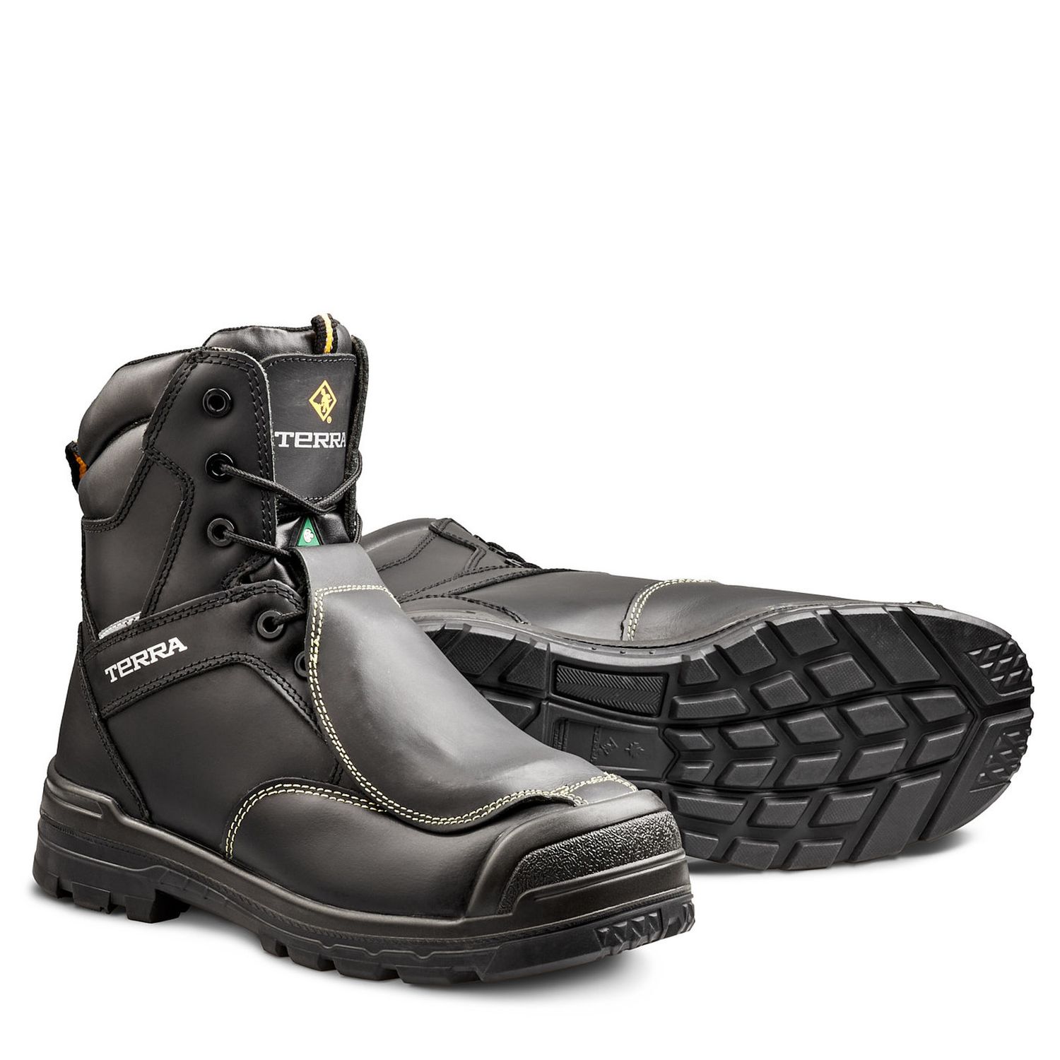 Terra Men's Barricade 8" Composite Toe Safety Work Boot with External Met Guard, Color: Black, Size: 3