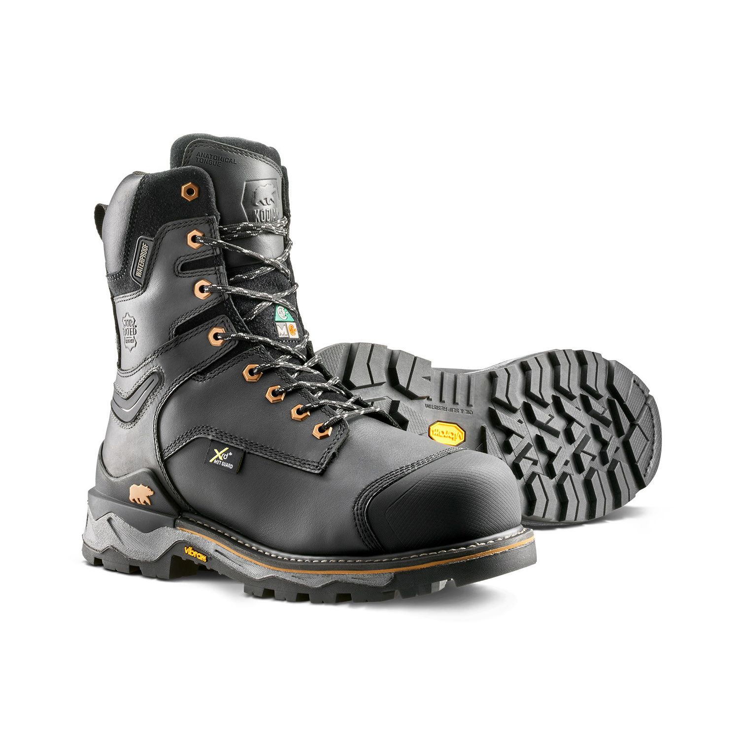Kodiak Men's Neragon 8" Waterproof Composite Toe Safety Work Boot with Internal Met Guard, Color: Black, Size: 7