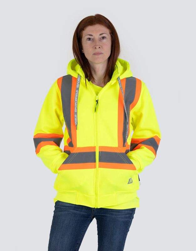 Forcefield Women's Hi Vis Safety Hoodie with Detachable Hood