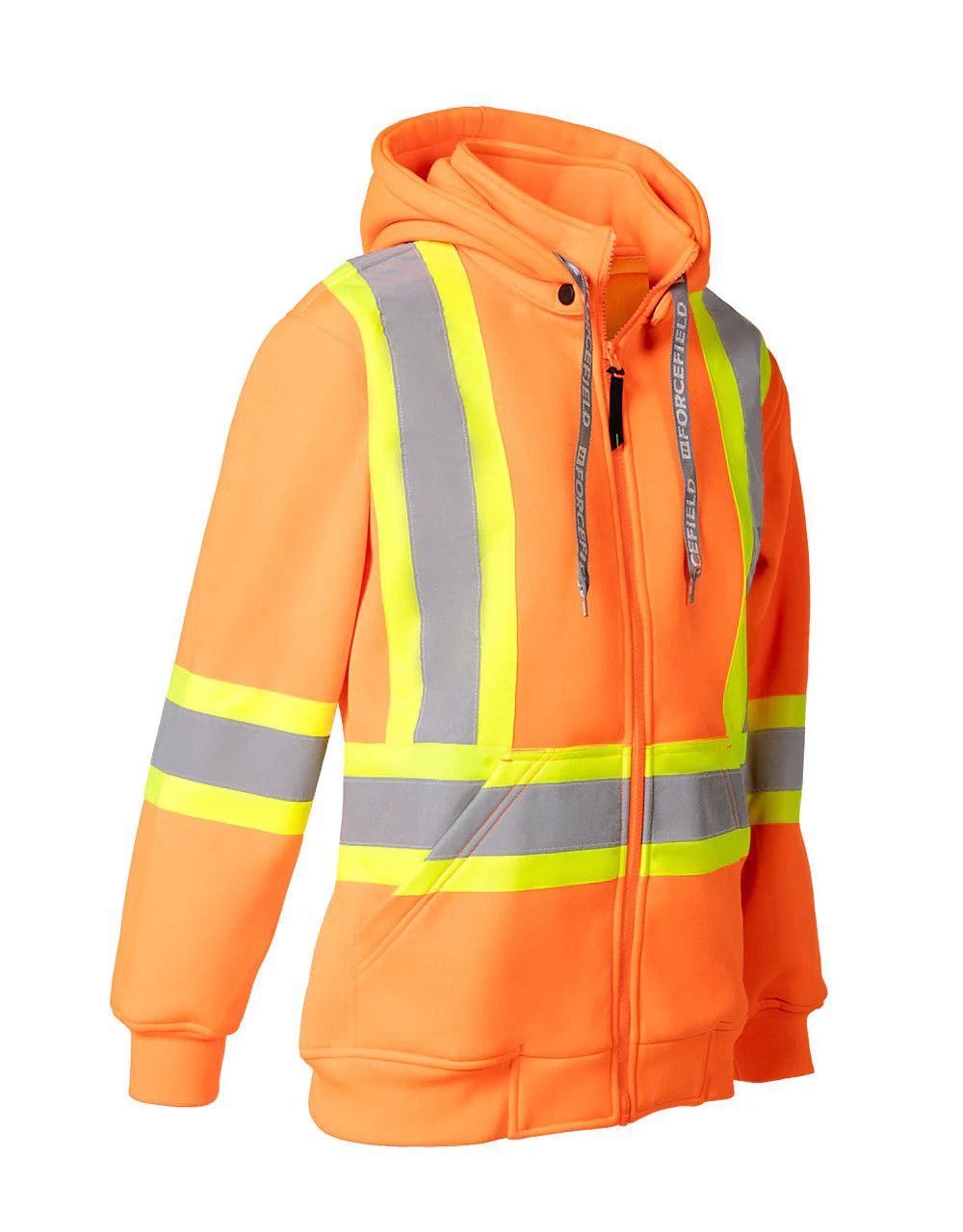 Forcefield Women's Hi Vis Safety Hoodie with Detachable Hood, Color: Orange, Size: XS