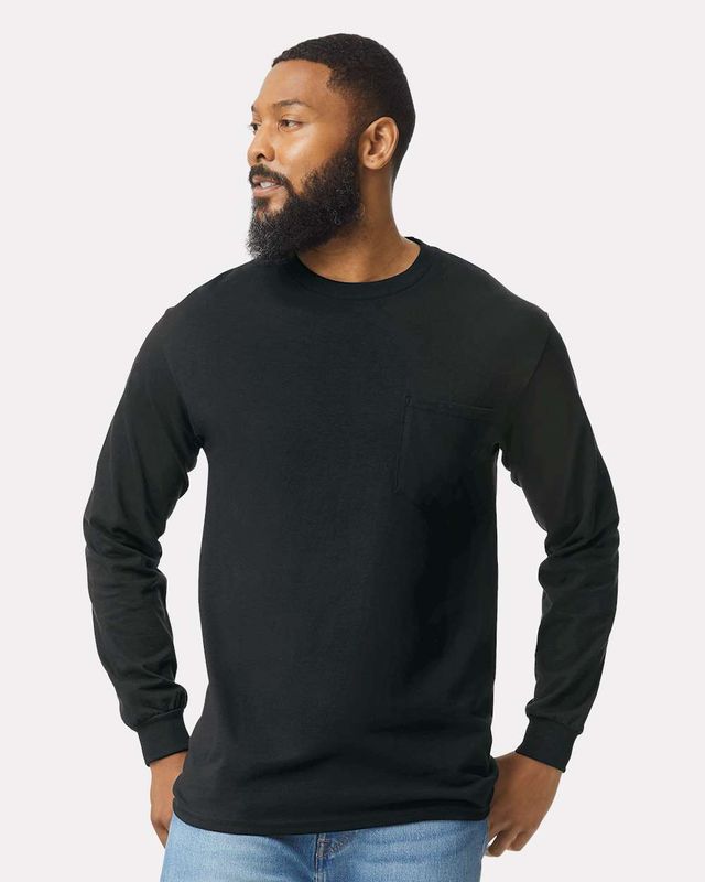 Gildan Unisex Ultra Cotton® Long Sleeve Pocket Shirt