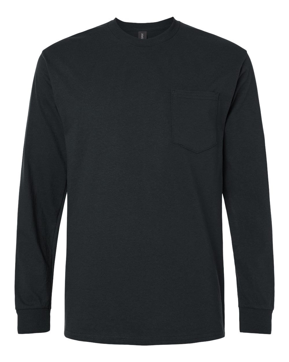 Gildan Unisex Ultra Cotton® Long Sleeve Pocket Shirt, Color: Black, Size: S