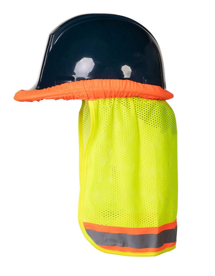 Forcefield Hi-Vis Reflective Mesh Hard Hat Sun Shade Neck Shield, Color: Lime