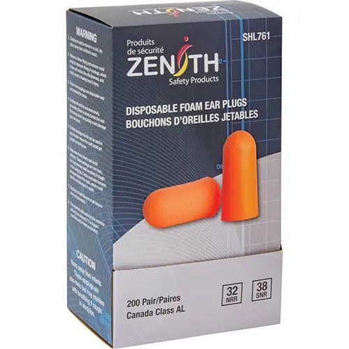 Zenith Foam Earplugs, Pair - Polybag