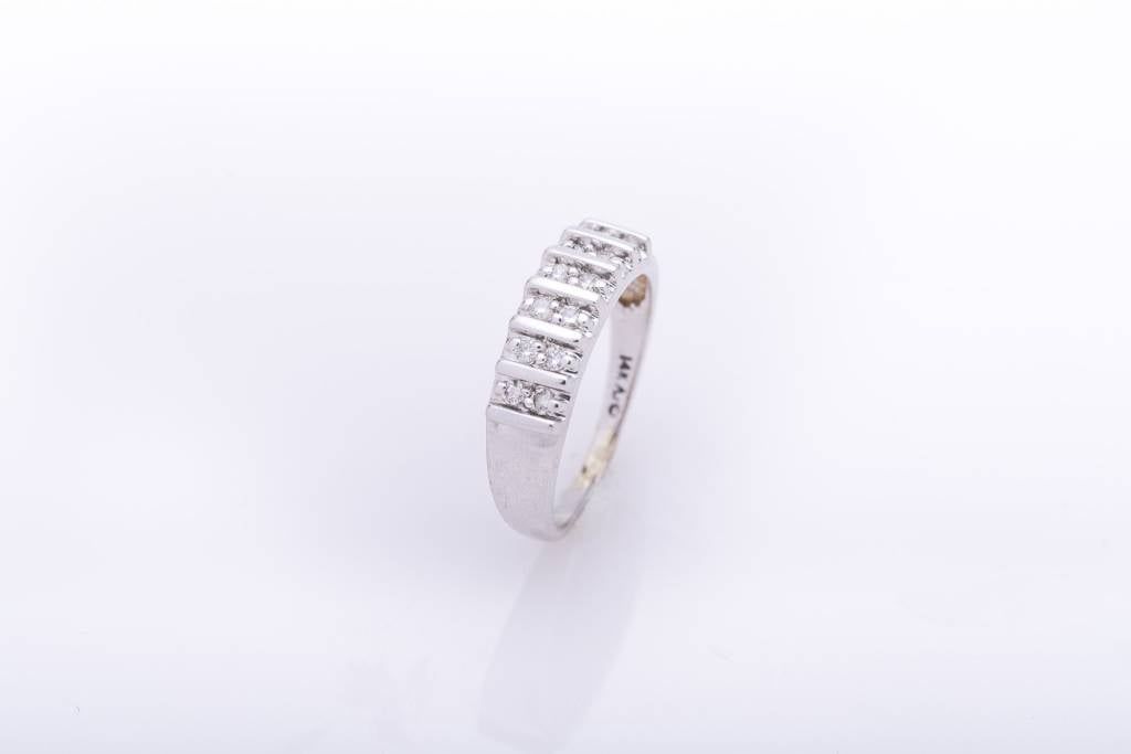 Diamond Double Row Anniversary Band 14k White Gold