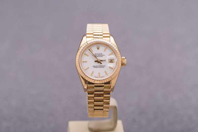 Ladies Rolex Gold White Dial Datejust