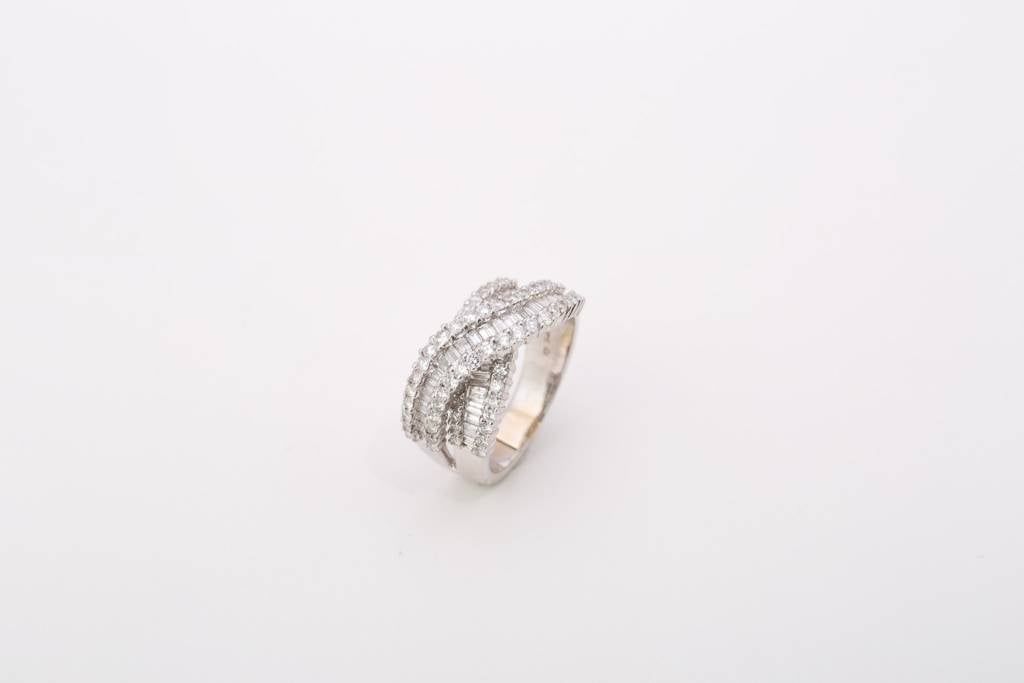 Diamond Bypass Channel Ring White Gold 14k