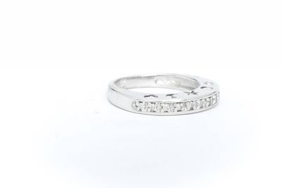 Diamond Heart, Moon, &amp; Star Ring 14k White Gold