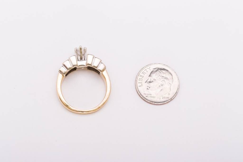 Marquise Diamond 2 Row Engagement Ring Yellow Gold 14k