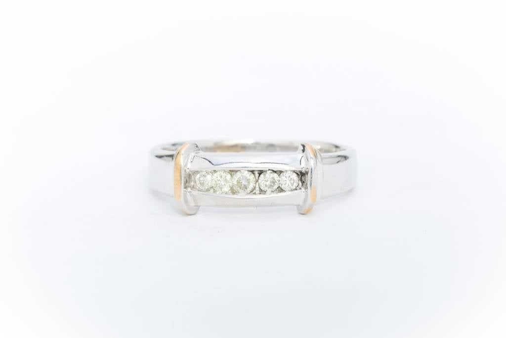 Framed Channel Diamond Ring Two-Tone 14k