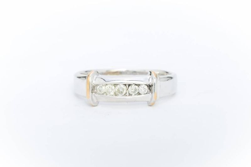 Framed Channel Diamond Ring Two-Tone 14k