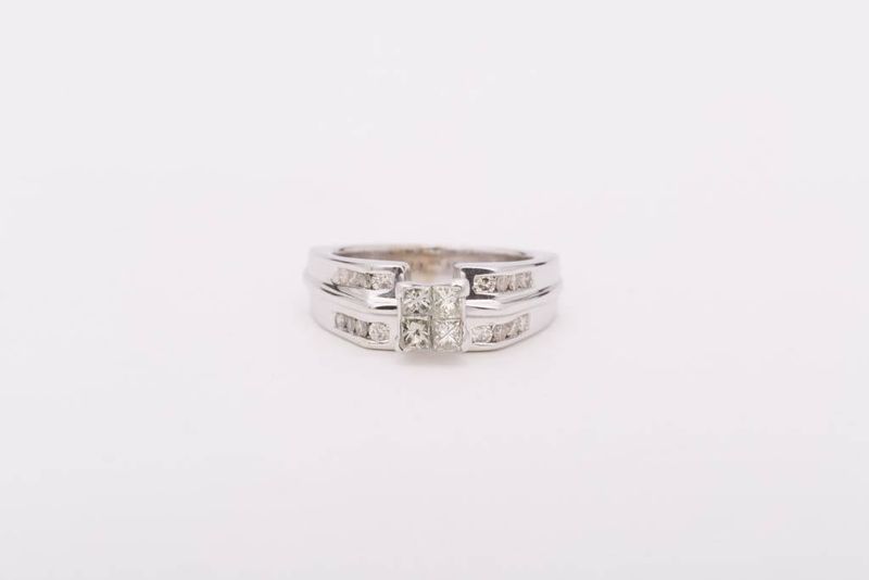 Quad Princess Cut Diamond Ring White Gold 14k