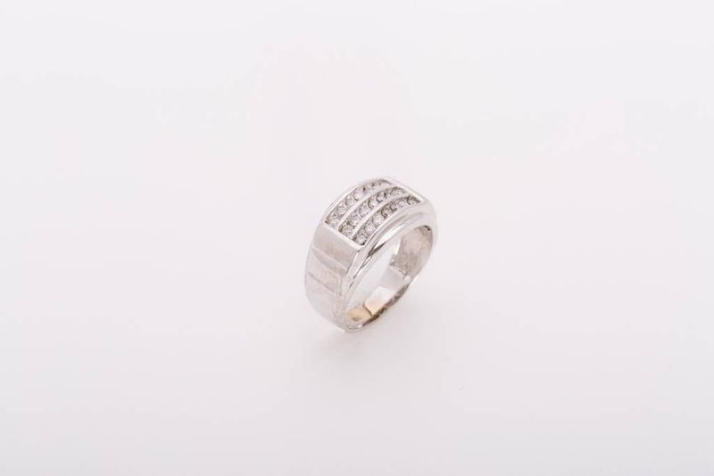 Mens 3 Channel Diamond Ring White Gold 10k