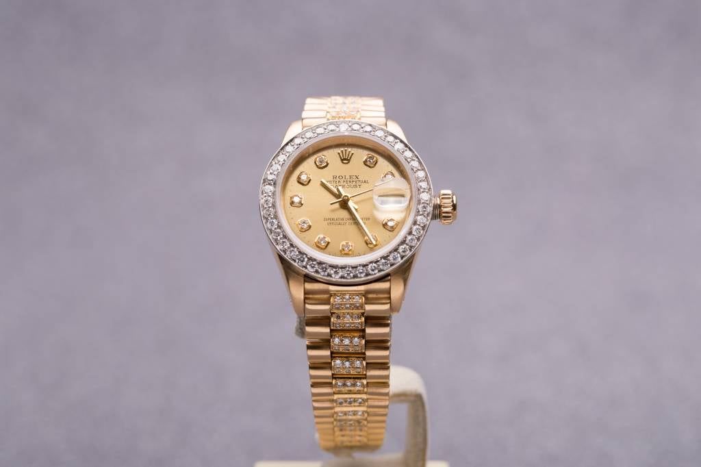 Ladies Rolex Gold Diamond Dial and Bezel Datejust