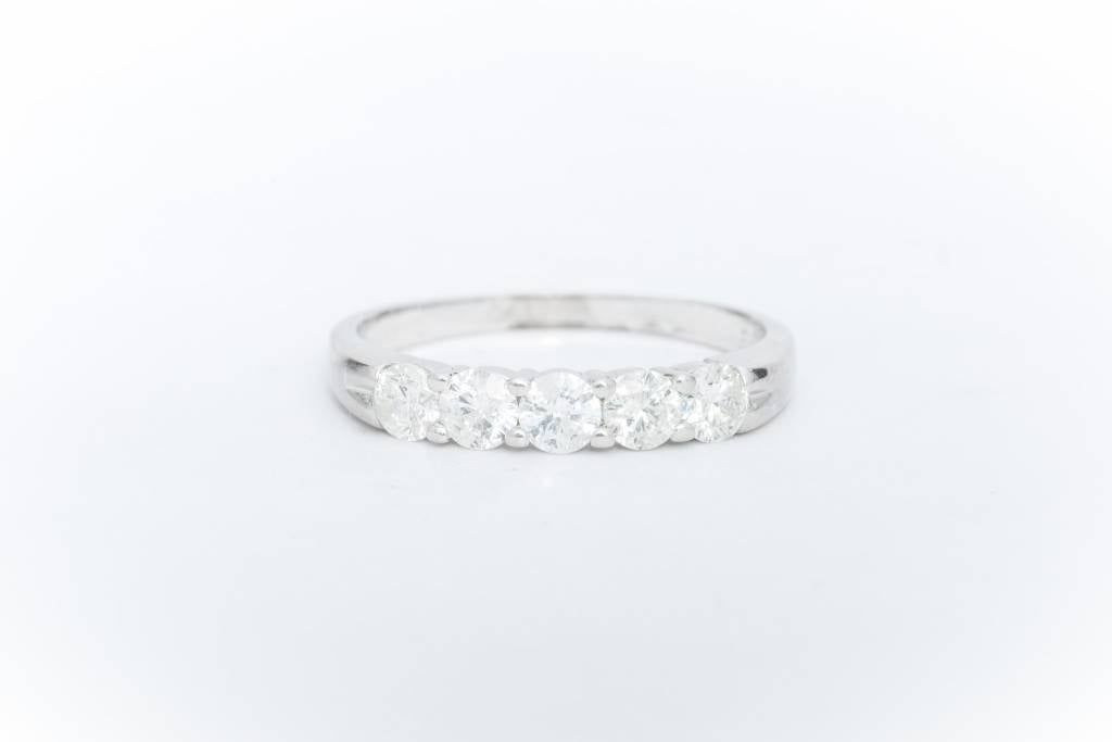 5 Diamond Anniversary Ring White Gold 14k