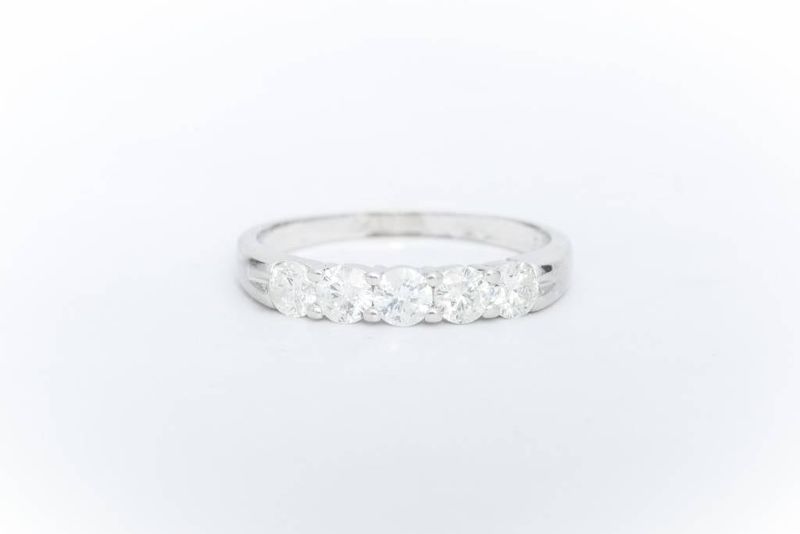 5 Diamond Anniversary Ring White Gold 14k