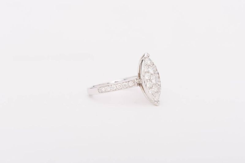 Marquise Shape Cluster Diamond White Gold 14k
