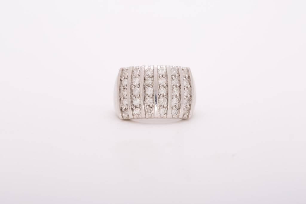 6 Row Bar Diamond Ring White Gold 14k