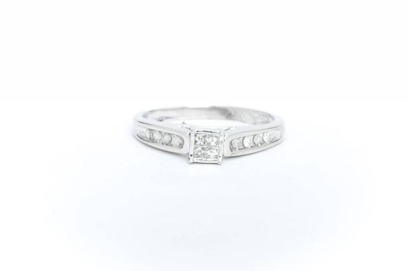 Princess Cut Quad Diamond Ring 14k White Gold