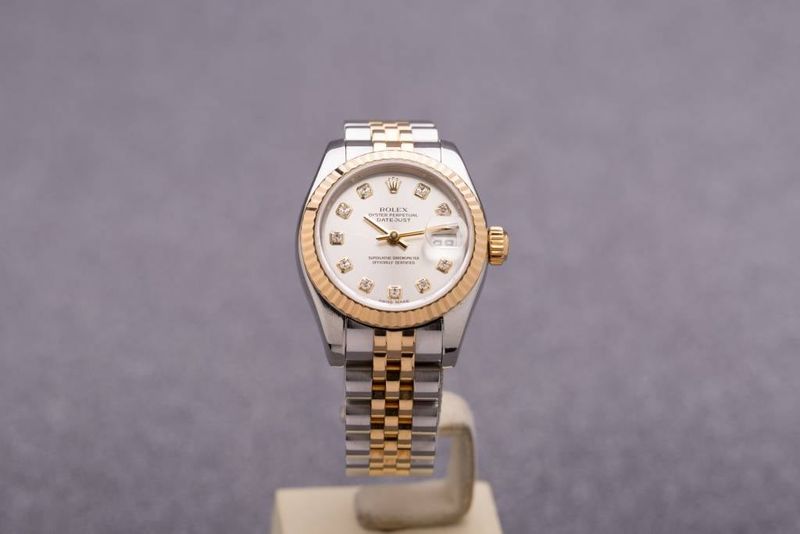 Rolex Two Tone Diamond White Dial Datejust