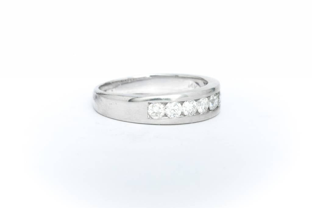 Channel Set White Gold Diamond Ring 14k